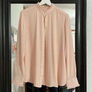 LOFT Pale Pink Ruffle Blouse